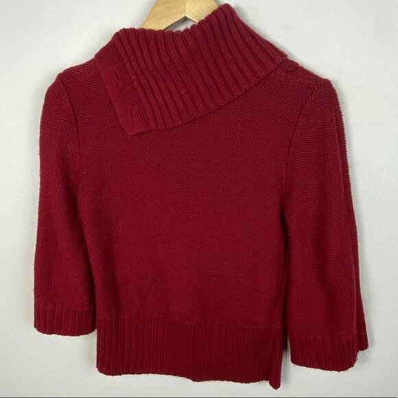 Sundance Catalogue Red Cowl Neck Sweater Short Sleeve Knit Size Small Button Top - Picture 7 of 8